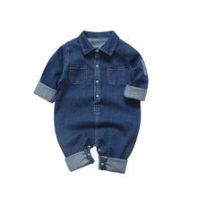 Load image into Gallery viewer, Dark Blue Denim Romper
