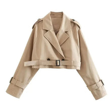 Load image into Gallery viewer, Belt Cropped Trench Jacket-Modern Baby Las Vegas
