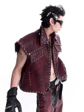 Load image into Gallery viewer, Burgundy Rivet Leather Vest-Modern Baby Las Vegas