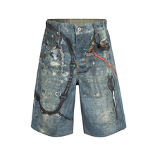 Load image into Gallery viewer, 3D Print Chain Denim Shorts-Modern Baby Las Vegas