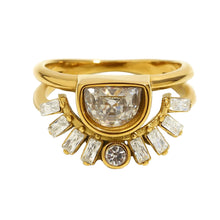 Load image into Gallery viewer, Gold Stainless Steel Rhinestone Ring