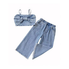 Load image into Gallery viewer, Denim Bow Cami Pant Set