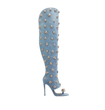 Load image into Gallery viewer, Square-Toe Rivet Sandal Boots-Modern Baby Las Vegas