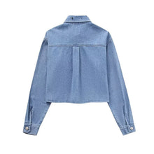 Load image into Gallery viewer, Crystal Crop Denim Top-Modern Baby Las Vegas