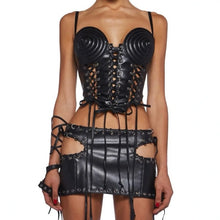 Load image into Gallery viewer, Hollow Out Lace Metal Circle Skirt Set