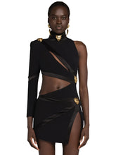 Load image into Gallery viewer, Hollow Out Side Split Tiger Button Dress-Modern Baby Las Vegas