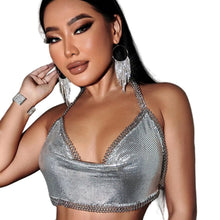 Load image into Gallery viewer, Chain Lined Metal Crop Top