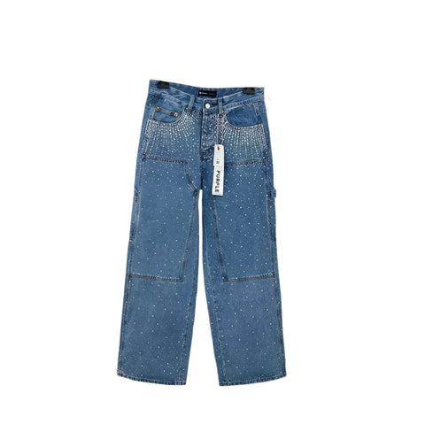 Vintage Crystal Speckled Denim Jeans-Modern Baby Las Vegas
