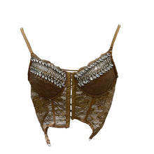 Load image into Gallery viewer, Lace Crystal Crop Top
