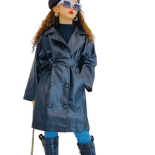 Load image into Gallery viewer, Belted Leather Trench Coat