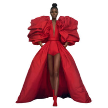 Load image into Gallery viewer, Luxe Puff Sleeve Jumper Cape Dress-Modern Baby Las Vegas