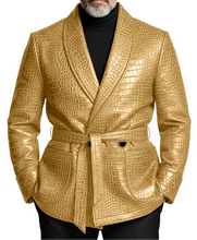Load image into Gallery viewer, Belted Croc Leather Jacket