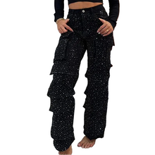 Load image into Gallery viewer, Crystal Cargo Denim Jeans