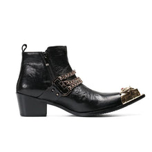 Load image into Gallery viewer, Black Gold Accent Chain Boots-Modern Baby Las Vegas