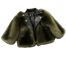 Load image into Gallery viewer, Leather Patch Fur Coat
