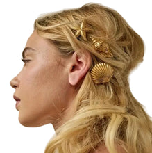 Load image into Gallery viewer, Golden Starfish Shell Hair Clip