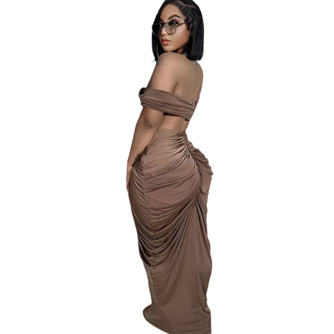 Ruched Maxi Dress Set-Modern Baby Las Vegas