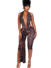 Load image into Gallery viewer, Patch Halter Sash Jumpsuit