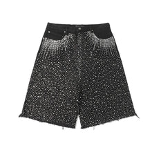 Load image into Gallery viewer, Black Crystal Speckled Denim Shorts-Modern Baby Las Vegas