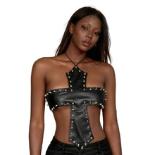 Load image into Gallery viewer, Leather Rivet Cross Tank Top