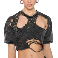 Load image into Gallery viewer, Hollow Out Stitch Crop T-Shirt-Modern Baby Las Vegas