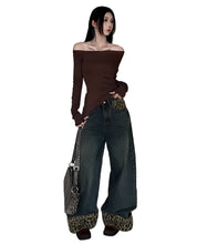 Load image into Gallery viewer, Retro Leopard Patch Denim Jeans-Modern Baby Las Vegas