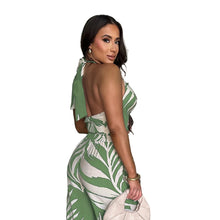 Load image into Gallery viewer, Leaf Print Halter Top Set-Modern Baby Las Vegas