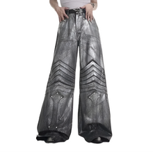 Load image into Gallery viewer, Slit Knee Metallic Denim Jeans-Modern Baby Las Vegas