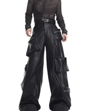 Load image into Gallery viewer, Large Zipper Pocket Leather Pants-Modern Baby Las Vegas