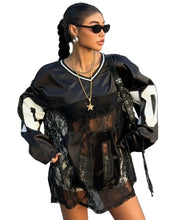 Load image into Gallery viewer, Lace Patch Number Sleeve Top-Modern Baby Las Vegas