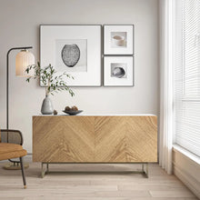 Load image into Gallery viewer, Wood Herringbone Design Cabinet-Modern Baby Las Vegas
