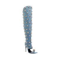 Load image into Gallery viewer, Square-Toe Rivet Sandal Boots-Modern Baby Las Vegas