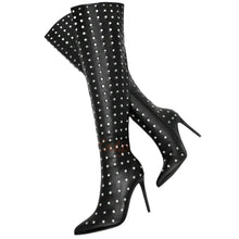 Load image into Gallery viewer, Speckled Rhinestone Thigh High Boots-Modern Baby Las Vegas