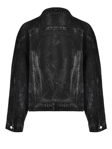 Vintage Tie-Dye Patch Crop Denim Jacket-Modern Baby Las Vegas
