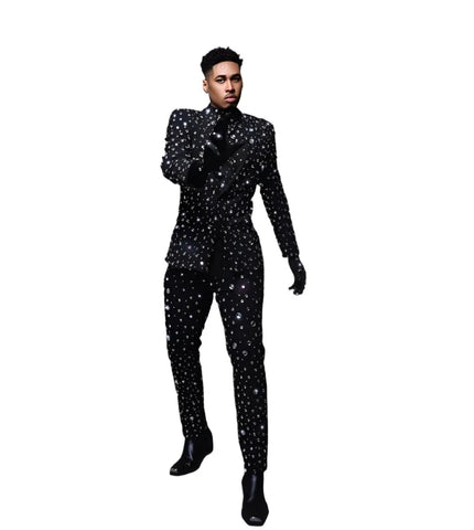 Full Clear Crystal Blazer Suit-Modern Baby Las Vegas