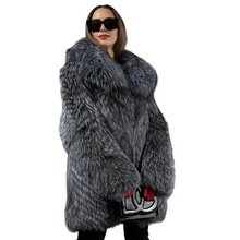Load image into Gallery viewer, Natural Striped Silver Fox Fur Coat