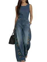 Load image into Gallery viewer, Metal Hole Denim Jumpsuit