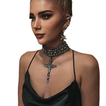 Load image into Gallery viewer, Multi-Layer Cross Choker Pendant Necklace-Modern Baby Las Vegas
