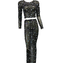 Load image into Gallery viewer, Crystal Striped Mesh Dress Set-Modern Baby Las Vegas
