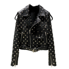Load image into Gallery viewer, Heart-Shaped Rivet Leather Jacket-Modern Baby Las Vegas