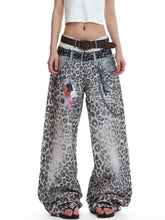 Load image into Gallery viewer, 3D Print Patch Leopard Baggy Jeans