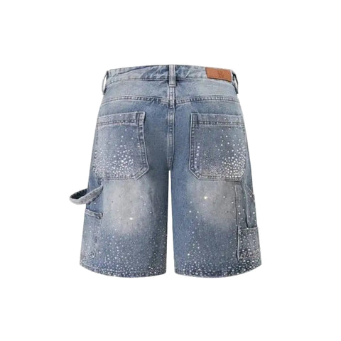 Distressed Crystal Denim Shorts-Modern Baby Las Vegas