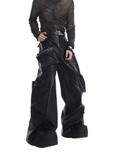 Load image into Gallery viewer, Large Zipper Pocket Leather Pants-Modern Baby Las Vegas