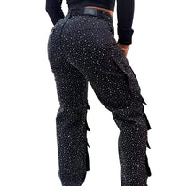 Load image into Gallery viewer, Crystal Cargo Denim Jeans