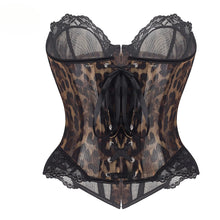 Load image into Gallery viewer, Leopard Print Lace Mesh Corset