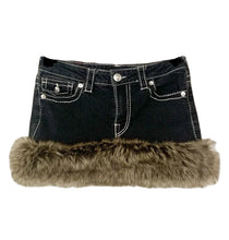 Load image into Gallery viewer, Fur Denim Bottom Skirt