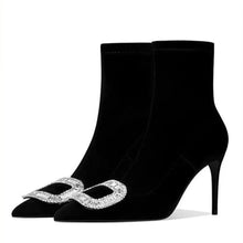 Load image into Gallery viewer, Crystal Accent Pointed Toe Ankle Boots-Modern Baby Las Vegas