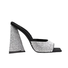 Load image into Gallery viewer, Crystal Triangle Thick Heel Sandals-Modern Baby Las Vegas
