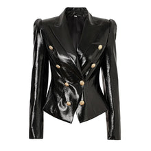 Load image into Gallery viewer, Shiny Leather Gold Button Jacket-Modern Baby Las Vegas