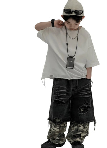 Patch Ripped Camo Denim Jeans-Modern Baby Las Vegas